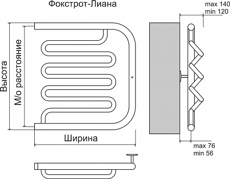 Фокстрот-Лиана AISI 500х500 Полотенцесушитель  TERMINUS Липецк - фото 3