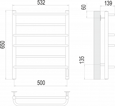 Евромикс П6 500х650 Электро (quick touch) Полотенцесушитель  TERMINUS Липецк - фото 3