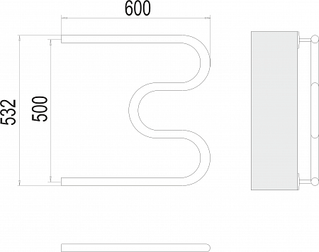 М-обр AISI 32х2 500х600 Полотенцесушитель  TERMINUS Липецк - фото 3