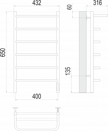 Полка П6 400х650 Электро (quick touch) Полотенцесушитель  TERMINUS Липецк - фото 3