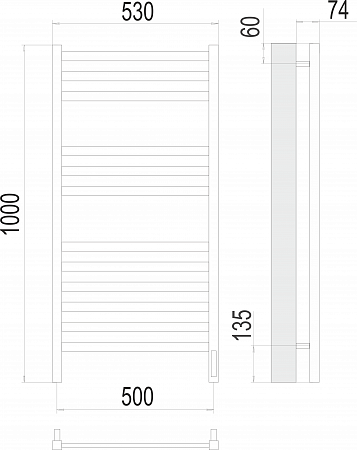 Енисей П12 500х1000  электро (sensor quick touch) Полотенцесушитель TERMINUS  Липецк - фото 3