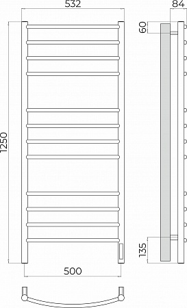 Классик П12 500х1250 Электро (quick touch) Полотенцесушитель TERMINUS Липецк - фото 3
