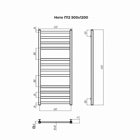 Ното П12 500х1200 Полотенцесушитель TERMINUS Липецк - фото 3