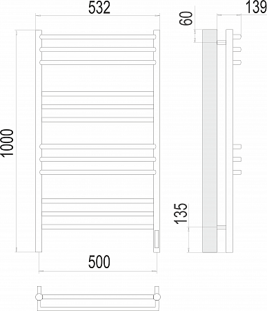 Прато П12 500х1000 электро (sensor quick touch) Полотенцесушитель  TERMINUS Липецк - фото 3