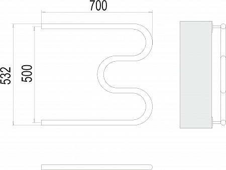 М-обр AISI 32х2 500х700 Полотенцесушитель  TERMINUS Липецк - фото 3