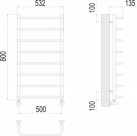 Стандарт П8 500х800  Полотенцесушитель  TERMINUS Липецк - фото 3