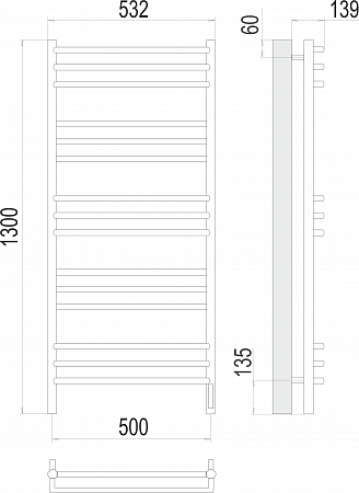 Прато П15 500х1300 электро (sensor quick touch) Полотенцесушитель  TERMINUS Липецк - фото 3