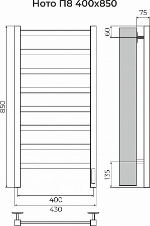 Ното П8 400х850 Электро (quick touch) Полотенцесушитель TERMINUS Липецк - фото 3