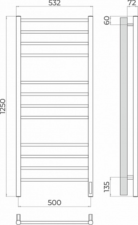 Аврора П12 500х1250 Электро (quick touch) Полотенцесушитель TERMINUS Липецк - фото 3
