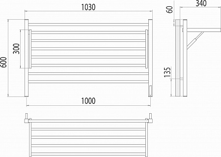 Горизонт П8 1000х600 электро КС ЧЕРНЫЙ МУАР (sensor quick touch) Полотенцесушитель TERMINUS Липецк - фото 5