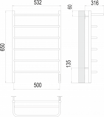 Полка П6 500х650 Электро (quick touch) Полотенцесушитель  TERMINUS Липецк - фото 3